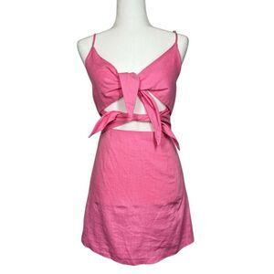 The Beginning Pink Sleeveless Mini Dress Size S Linen Blend Spaghetti Straps
